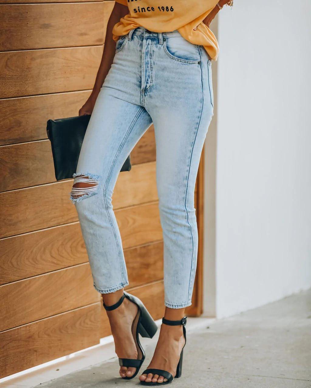 Jeans de calça casual retro de jeans retro feminino