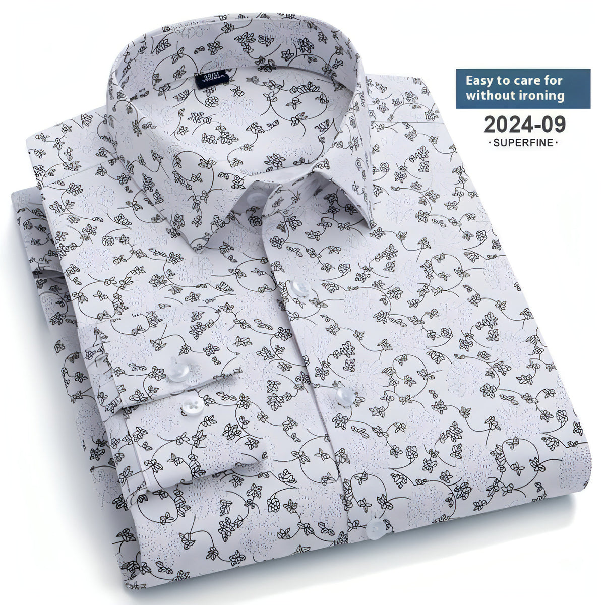 Frühling und Herbst Mode Floral Jugend Männer Langarm DressShirt