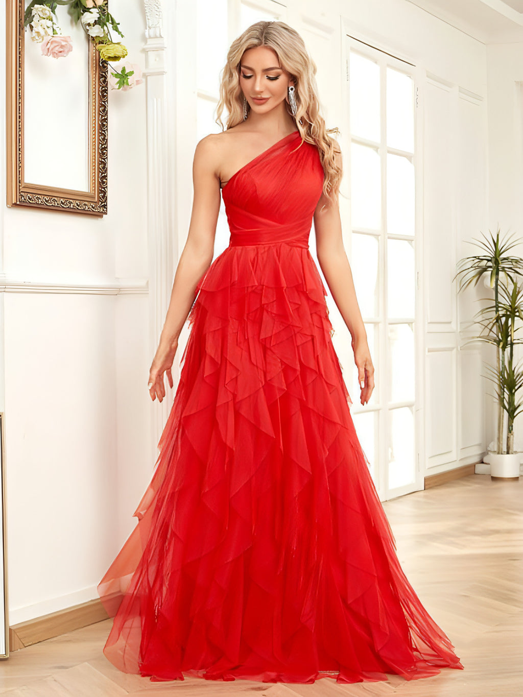 Kleid mit schrägen Schultern, schmal, elastisch, Fischschwanz