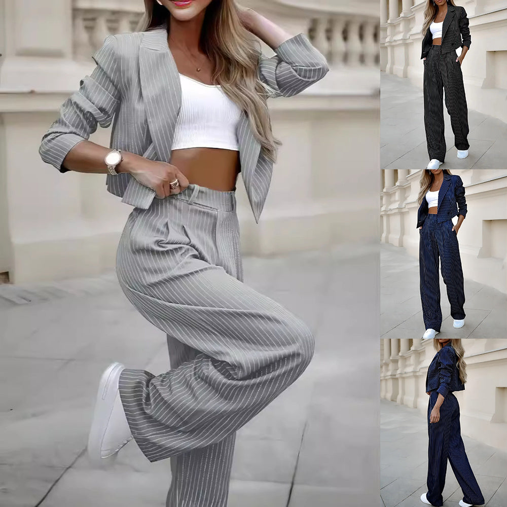 Cropped Lapel Striped Suit – Haute Edition 25