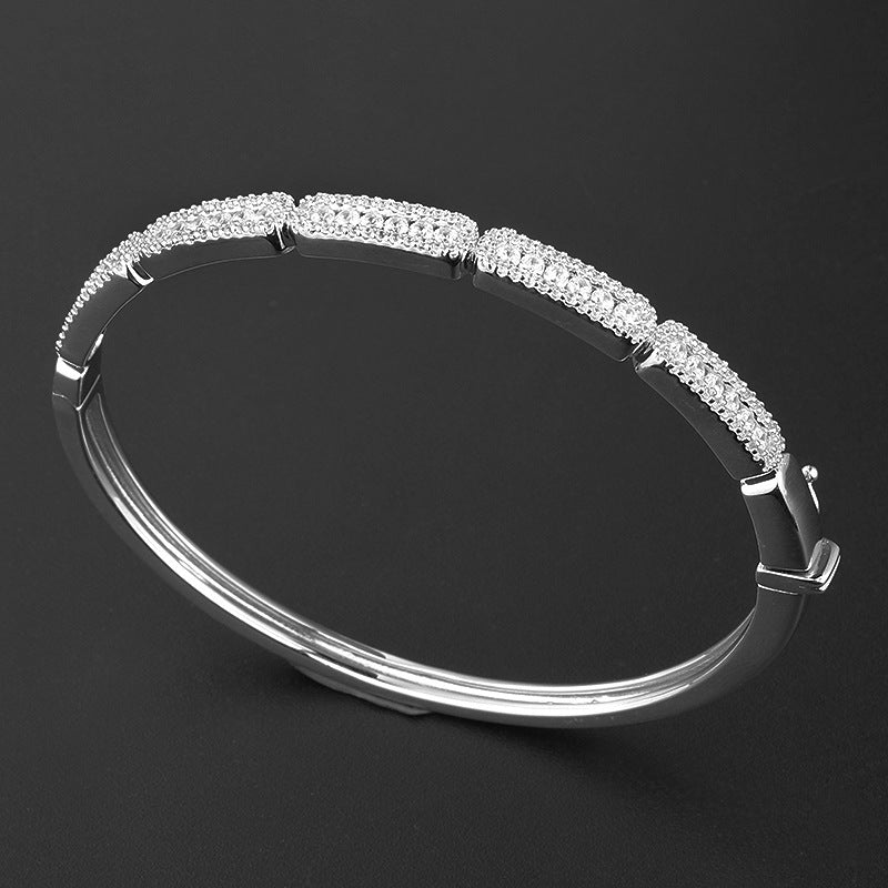 LuxeJewels™ + DiamondLink– Bamboo Elegance Bangle (925 & 18K Rosé)