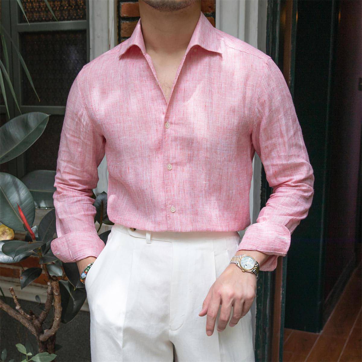 Slim Fit Hemd mit einem Ausschnitt für Herren
