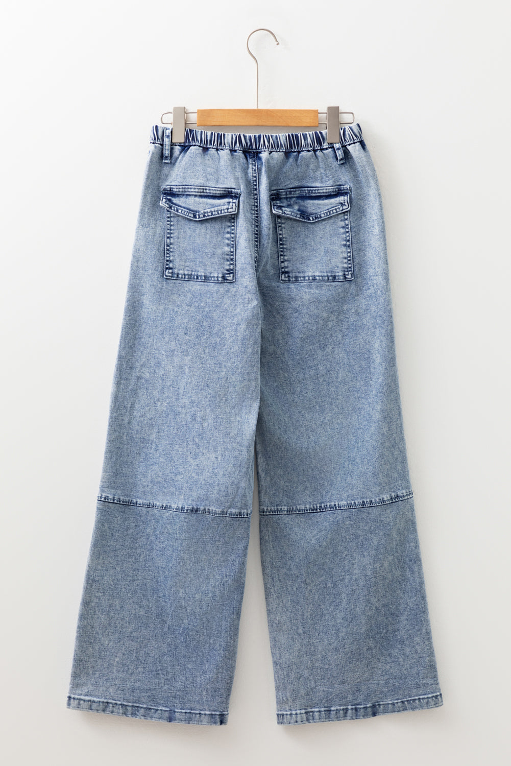 Ashleigh Blue Acid Wash Exposed Seam Drawstring Elastic Waist Barrel Jeans