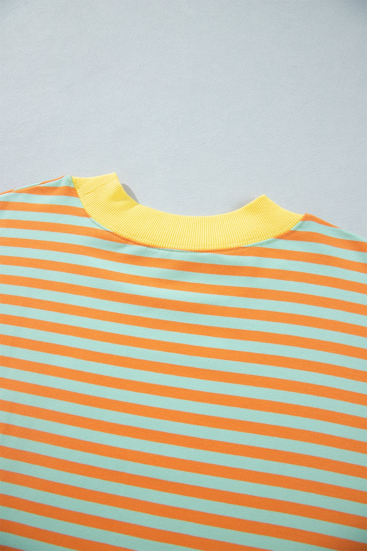 Orange Stripe High Neck Striped Colorblock Tunic Plus Size Sweatshirt