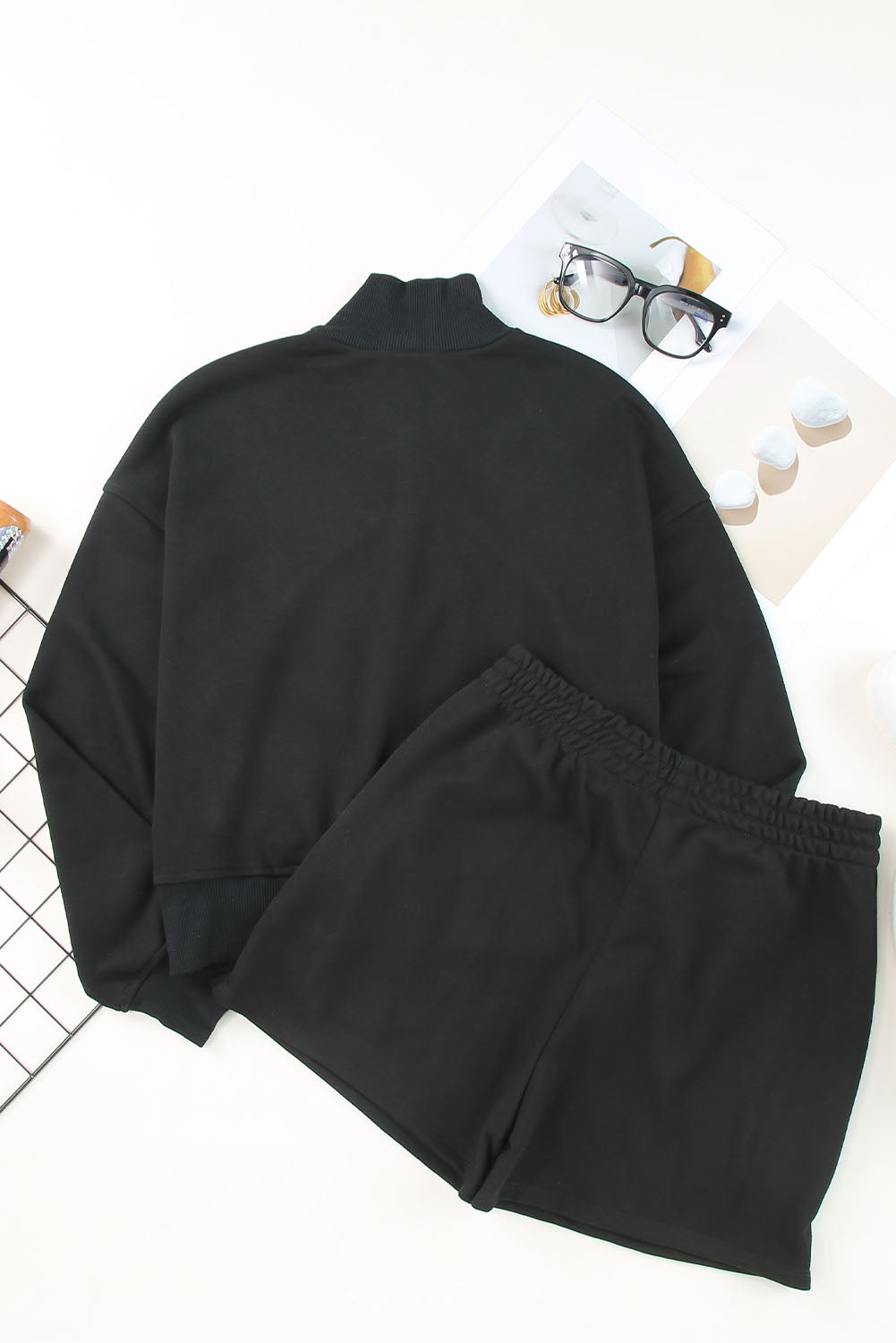 Черная повседневная высокая шейка Henley Top и короткий наряд