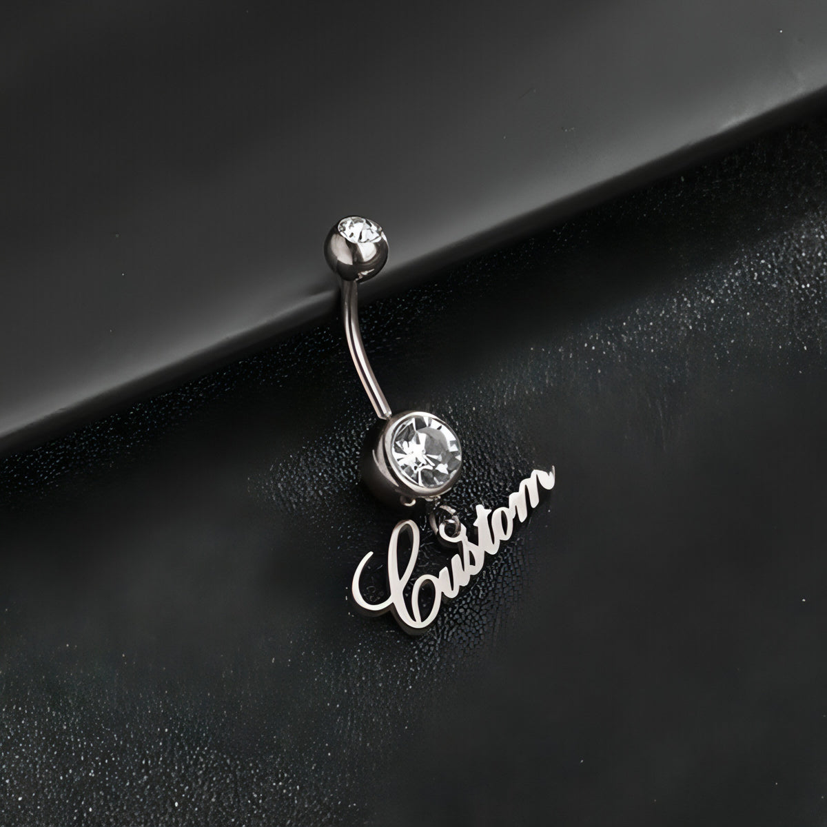 Custom Zircon Alphabet Belly Button Ring – Personalized Body Jewelry