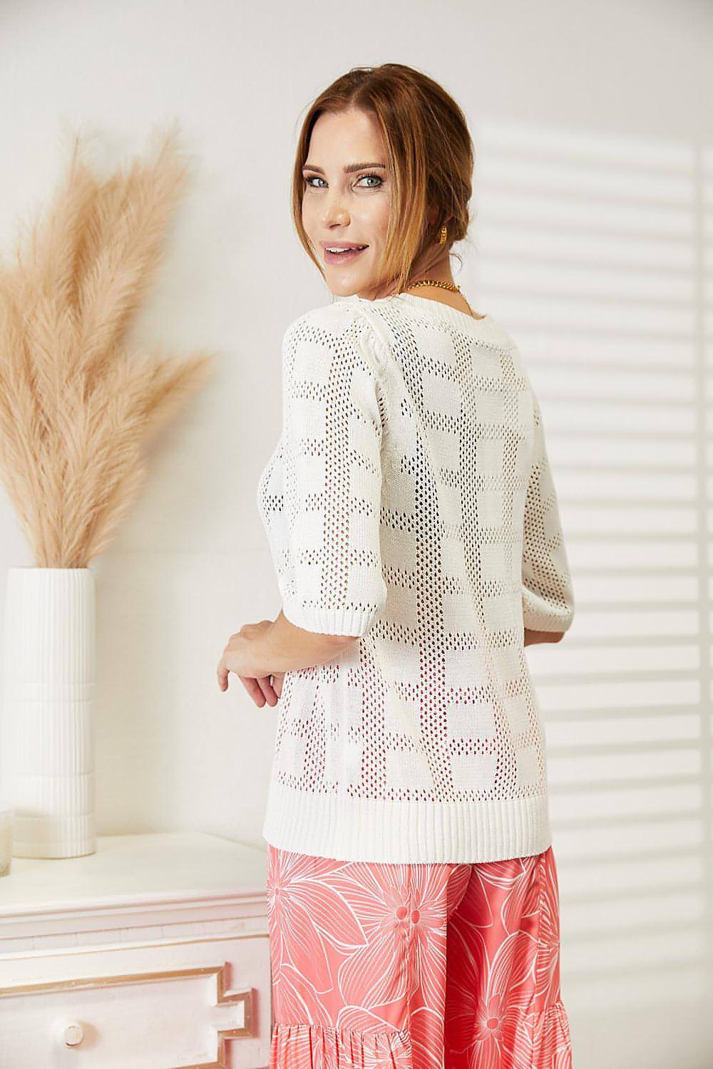 Mandy Ribbed Trim Round Neck Knit Top