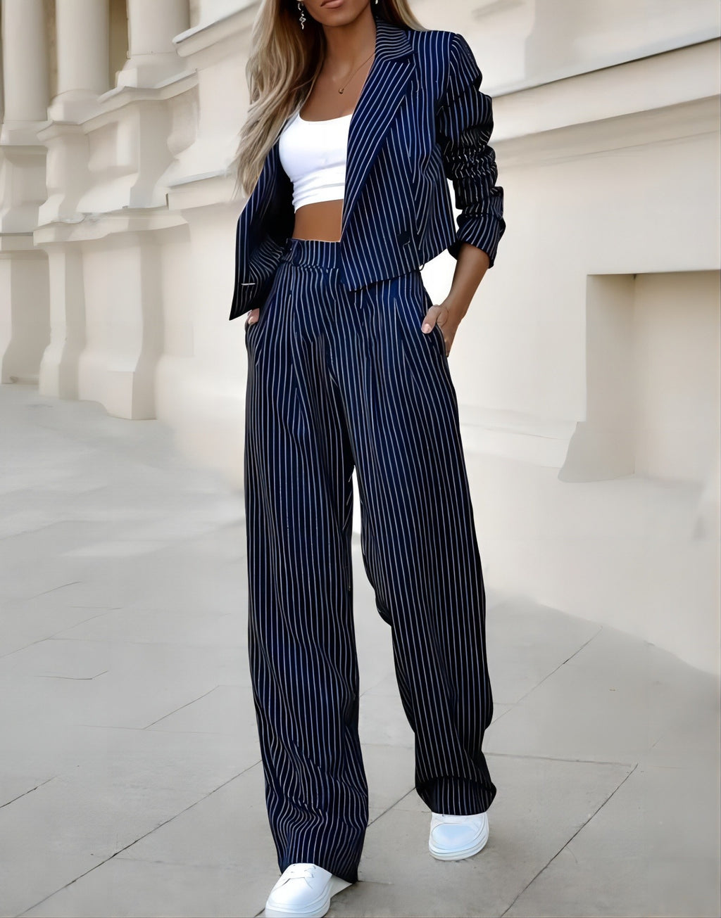 Cropped Lapel Striped Suit – Haute Edition 25