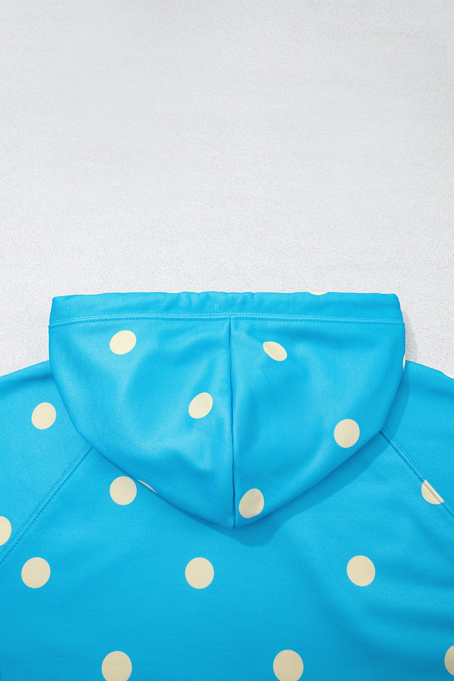 Blue Polka Dot Hooded Drawstring Long Sleeve Plus Size Set