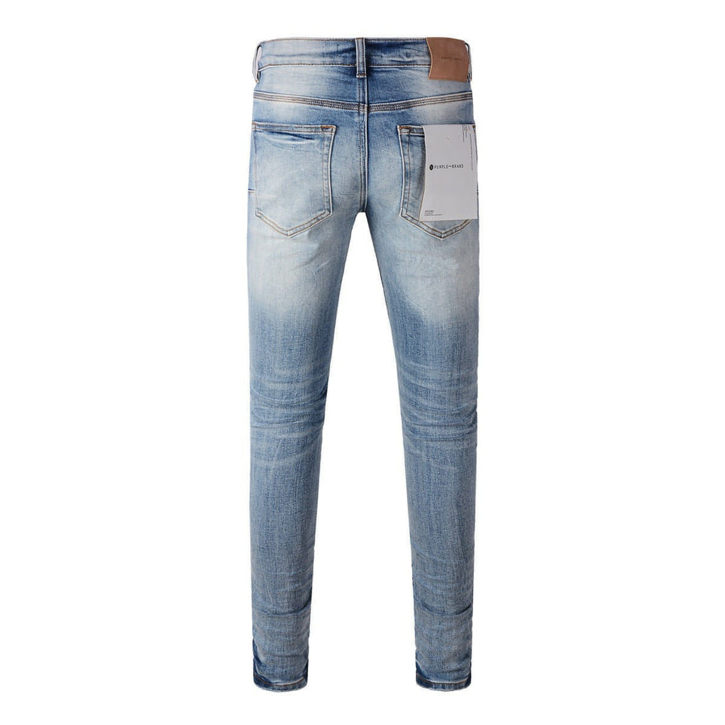 Men’s High-Street Blue Patch Jeans – Urban Style with a Vintage Twist
