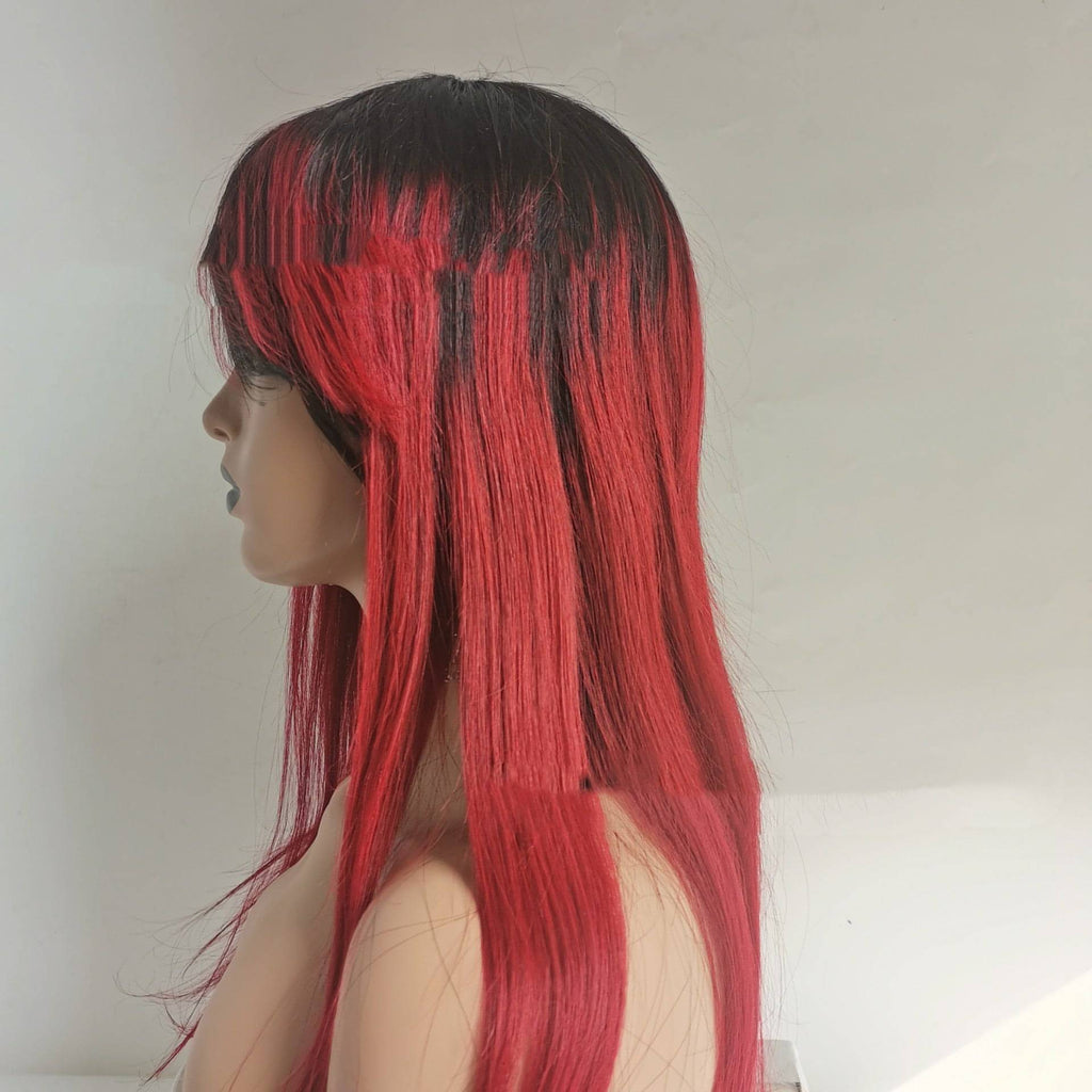 LuxeFlow Hair Real Human Hair Wig - DARK/RED