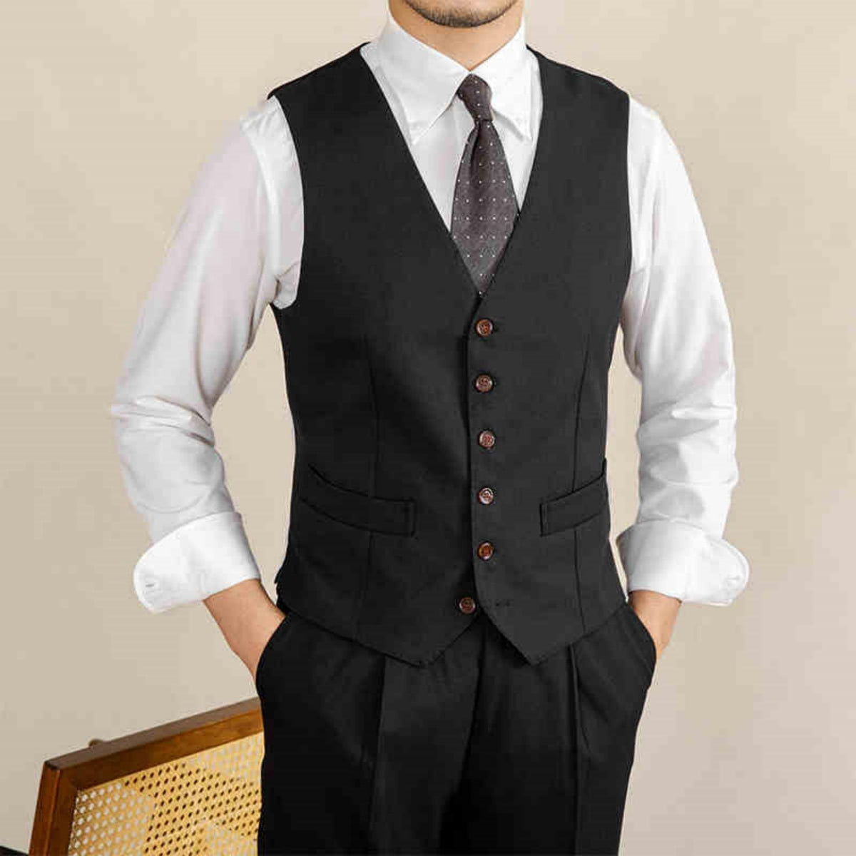 GentleForm™ – Retro Italian V-neck Suit Vest