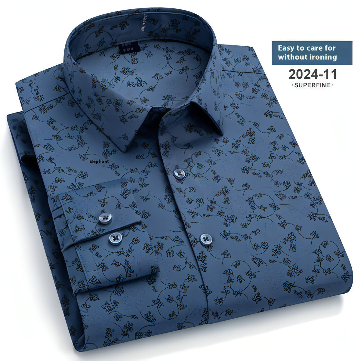 Frühling und Herbst Mode Floral Jugend Männer Langarm DressShirt