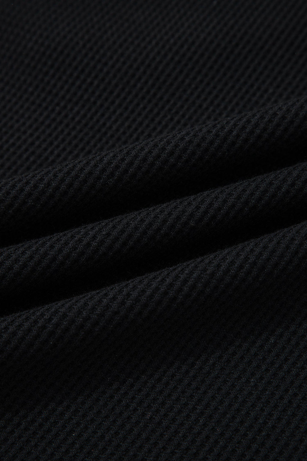 Black Plus Size Textured Contrast Denim Patchwork Button Polo Tee