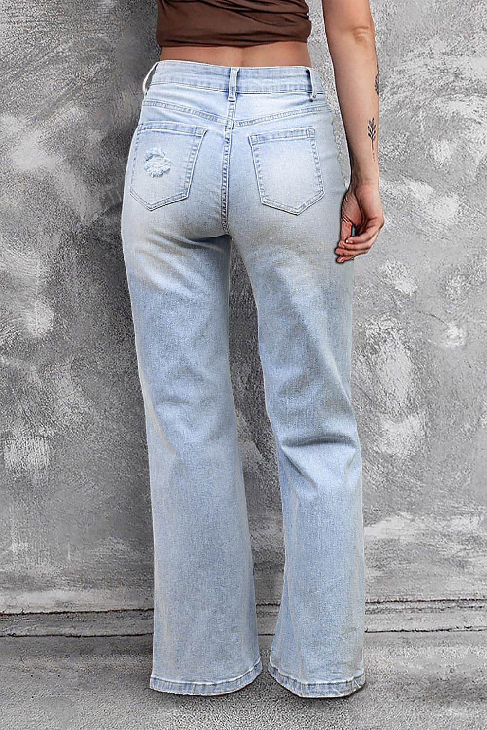 Beau Blue Vintage Light Wash Jeans Destred Flare Jeans