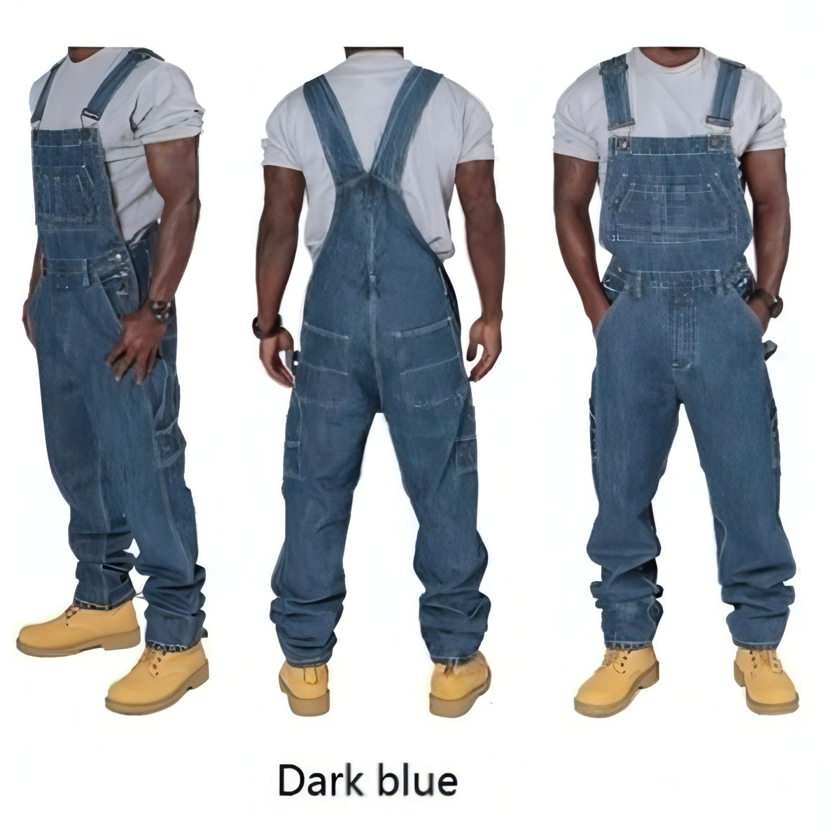 RuggedForm™ – Men's Loose-Fit Denim Utility Overalls