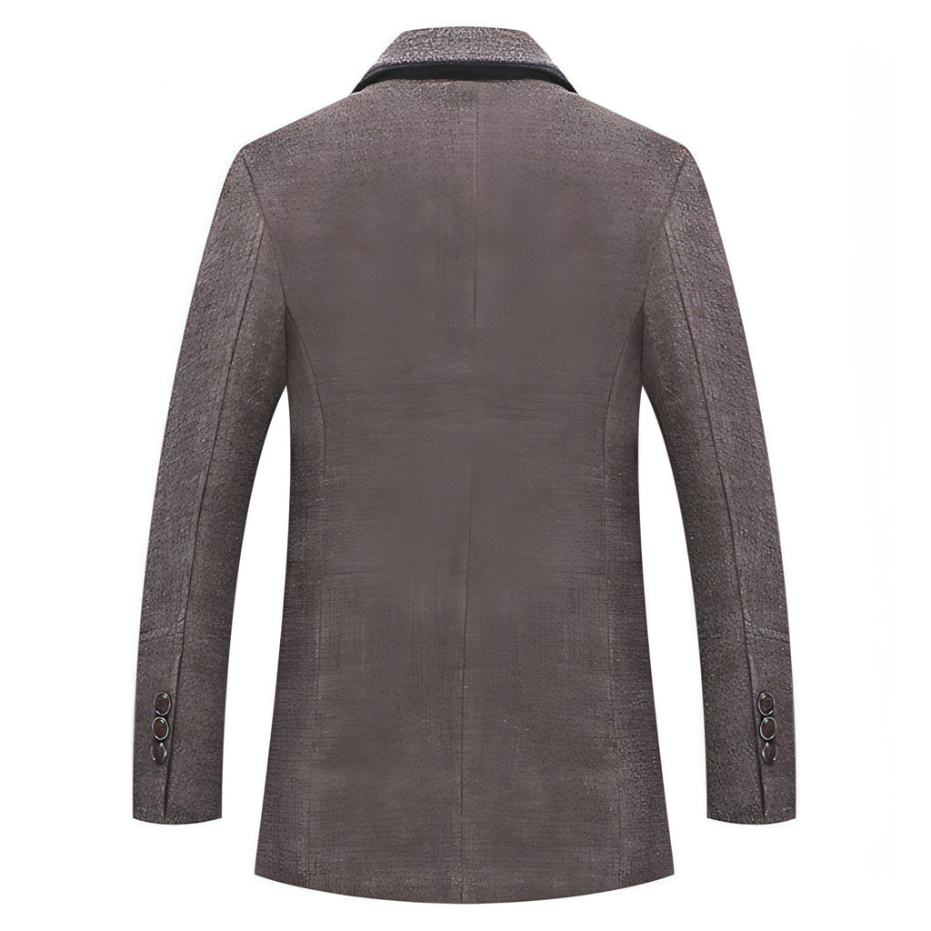 Fall Winter Men's Woolen Trench Coat Fashion Polo Collar Cotton Scarf