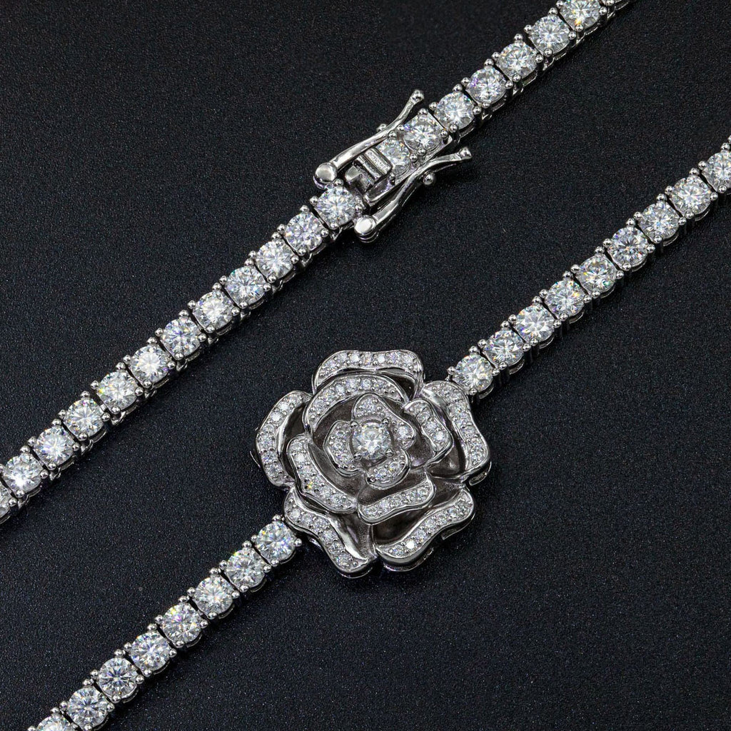 925 Silver Set Moissani Hip-hop Personalized Rose Necklace