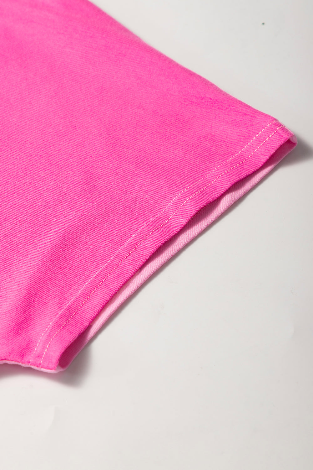 Bright Pink Colorblock Patchwork Short Sleeve Buttons Plus Size Henley Top