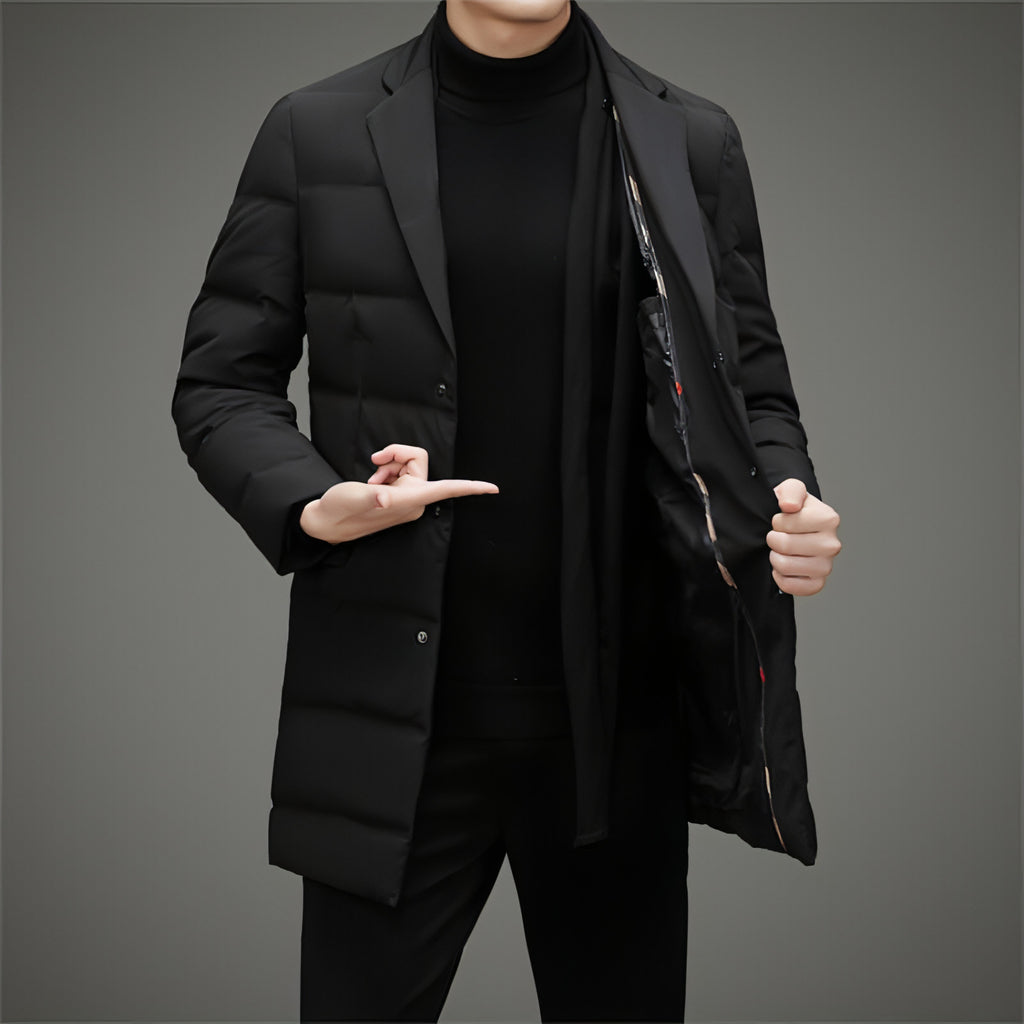 A.1 Men's Scarf Collar Cold-proof Down Jacket Coat Mid-length