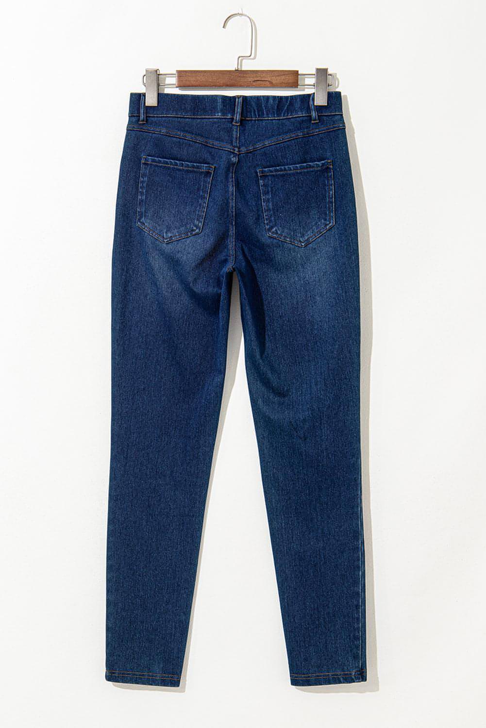 Ashleigh Blue Flere lommer Rette ben vasket Stretchy Strikke Casual Jeans