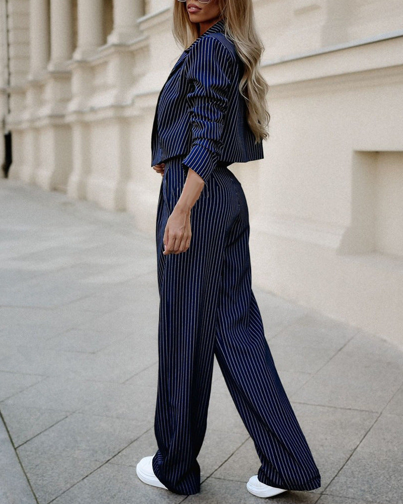 Cropped Lapel Striped Suit – Haute Edition 25