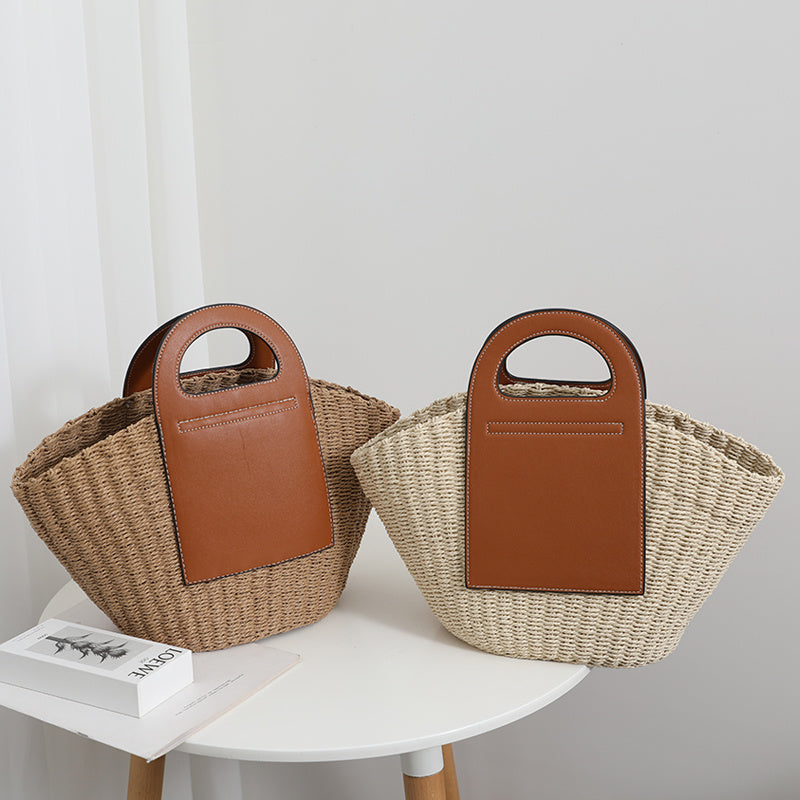 SolunaWeave™ – Retro Splice Straw Tote