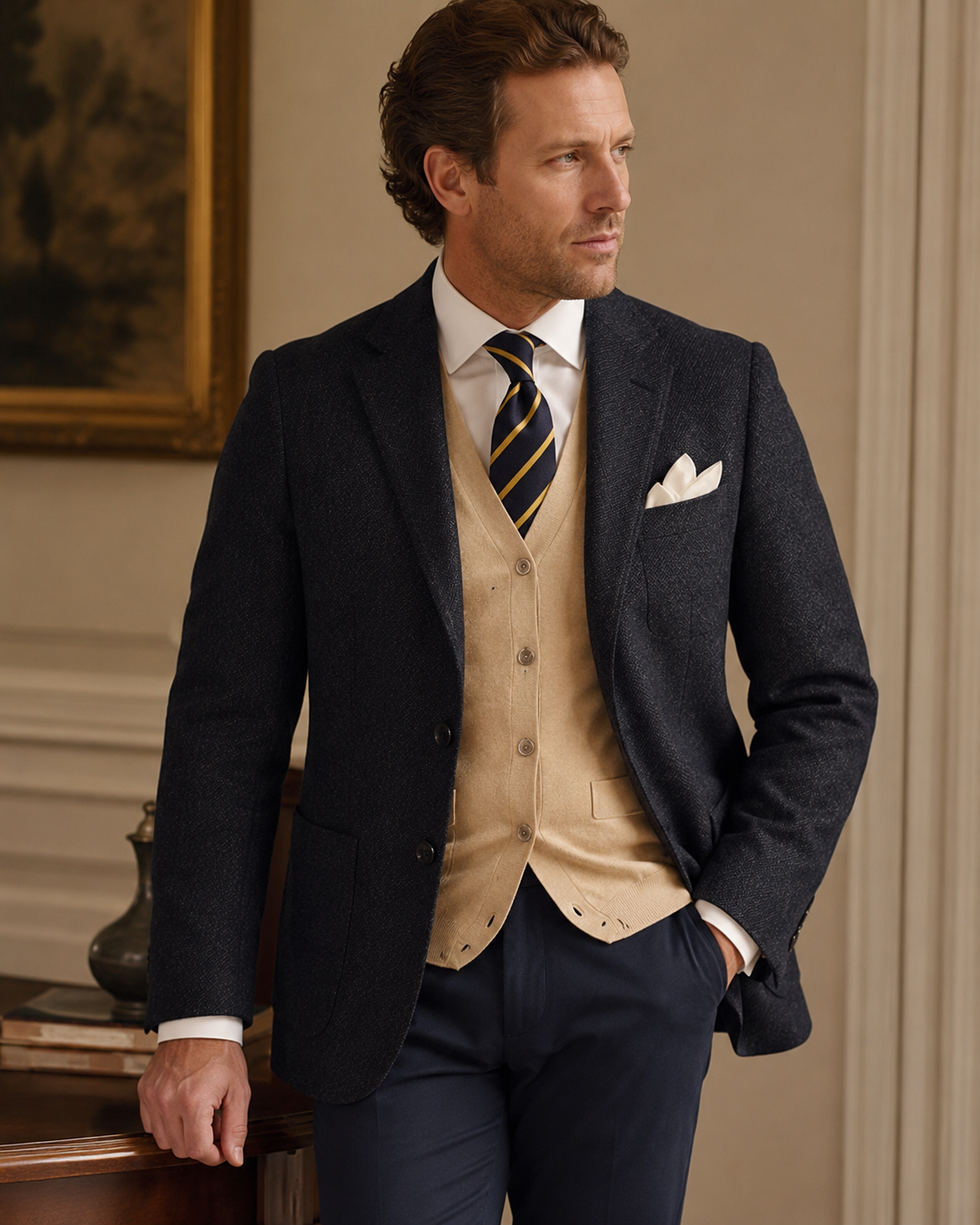 New Men's Suit Herringbone Coat Casual Slim Fit