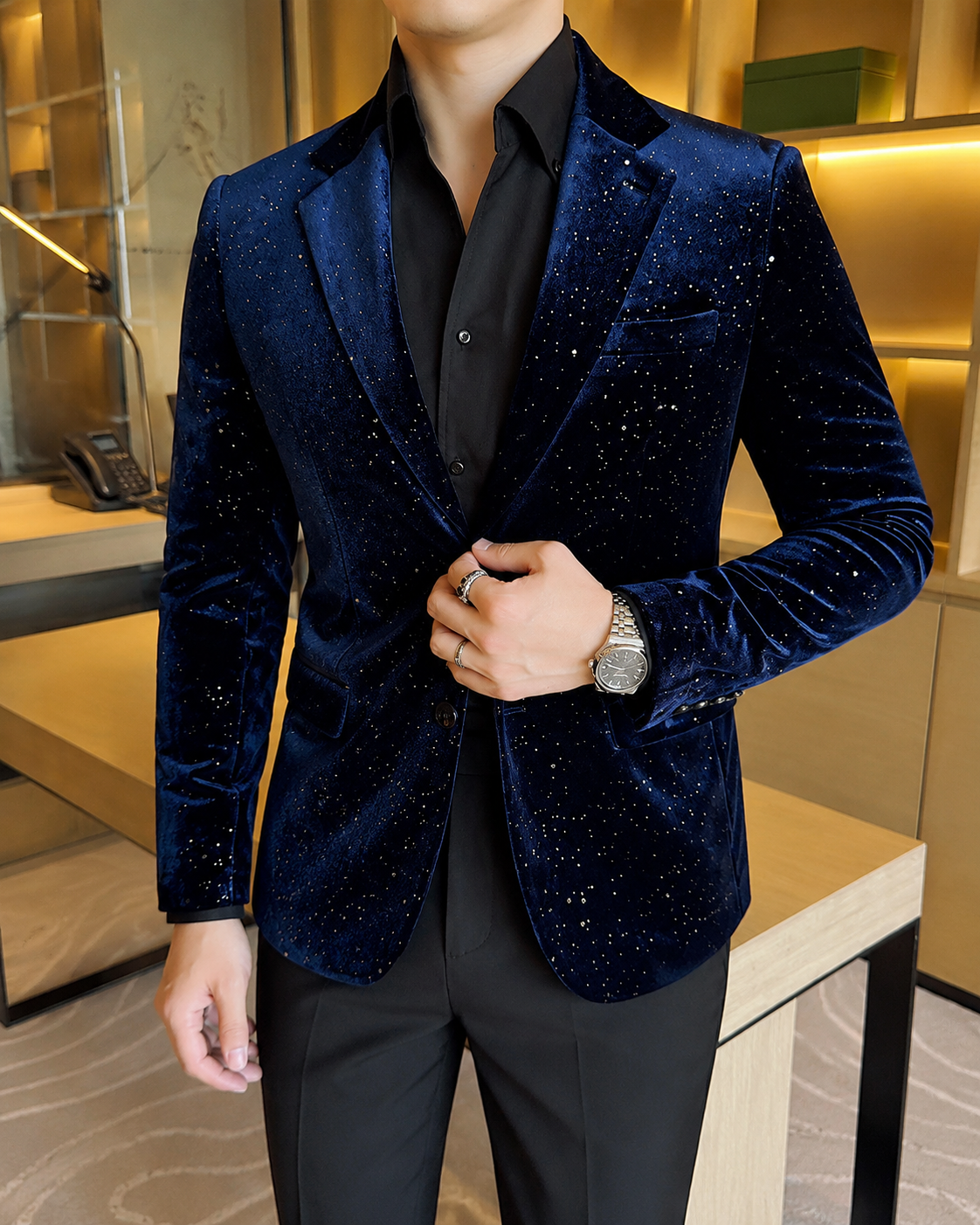 Men's South Korea Slim-fit Fashion Bronzing Stage Suit Jacket