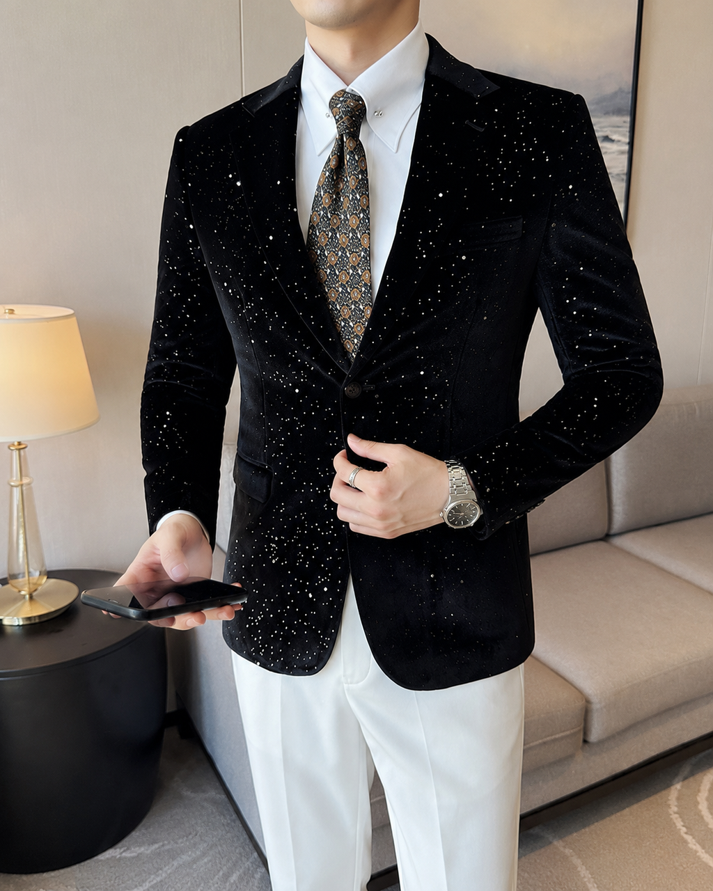 Men's South Korea Slim-fit Fashion Bronzing Stage Suit Jacket