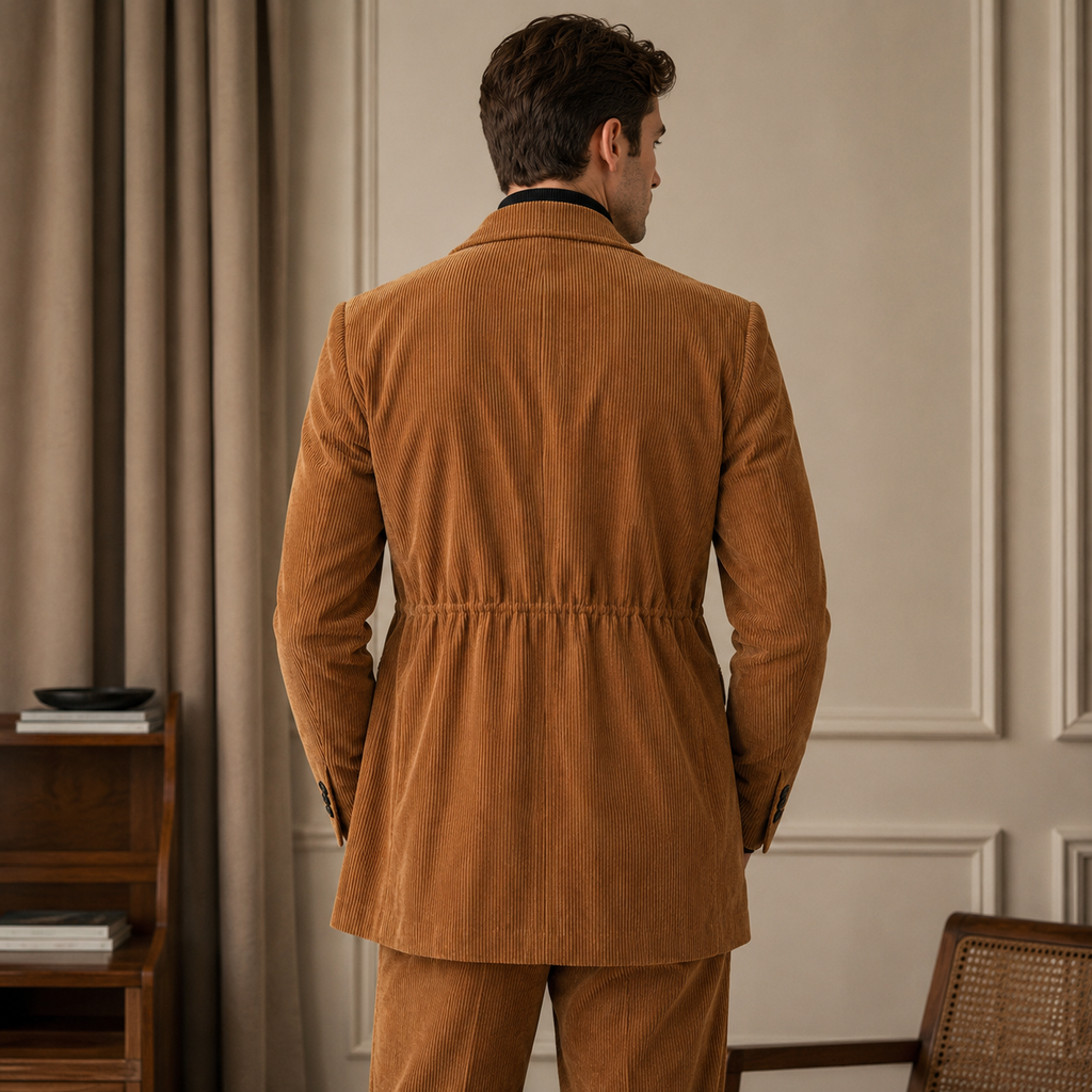 Retro-Cord-Slim-Fit-Safari-Baumwoll-Gentry-Jacke