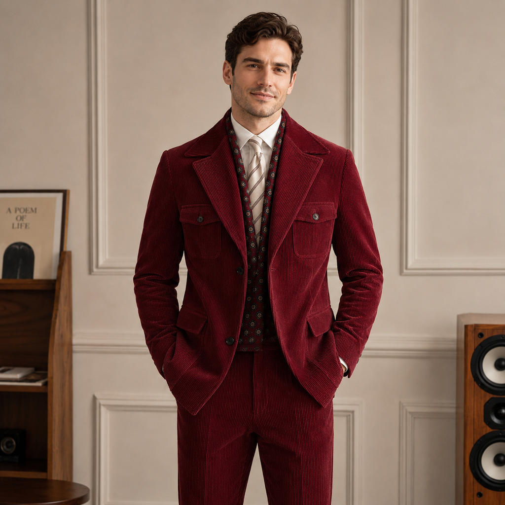 Retro-Cord-Slim-Fit-Safari-Baumwoll-Gentry-Jacke