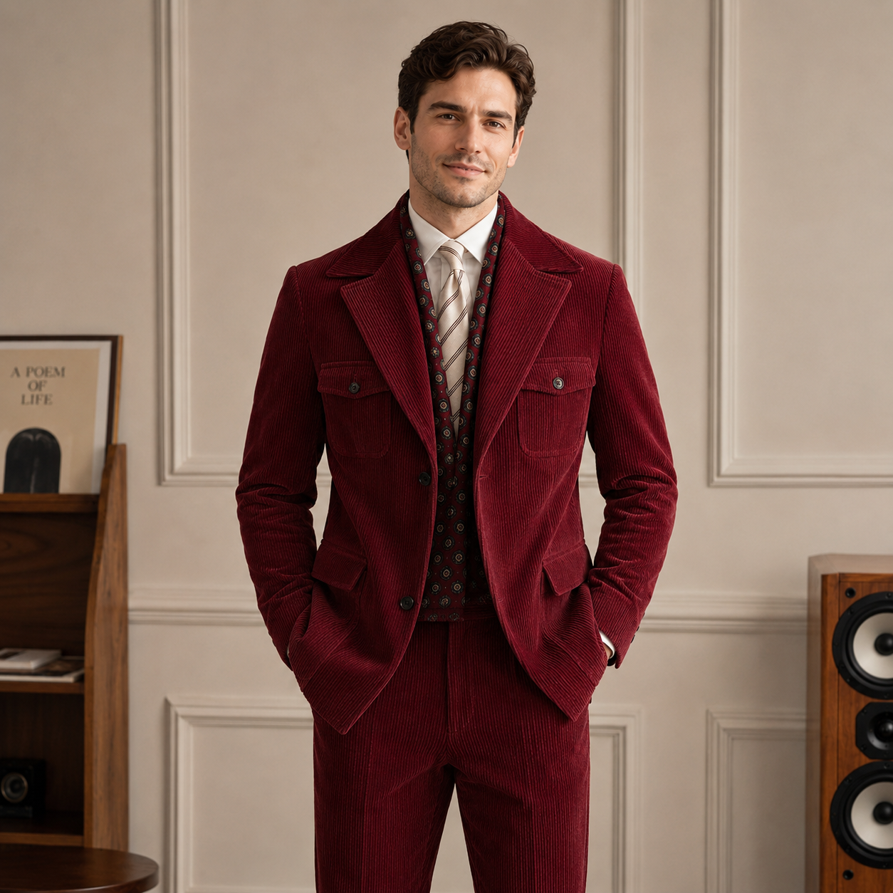 Retro-Cord-Slim-Fit-Safari-Baumwoll-Gentry-Jacke
