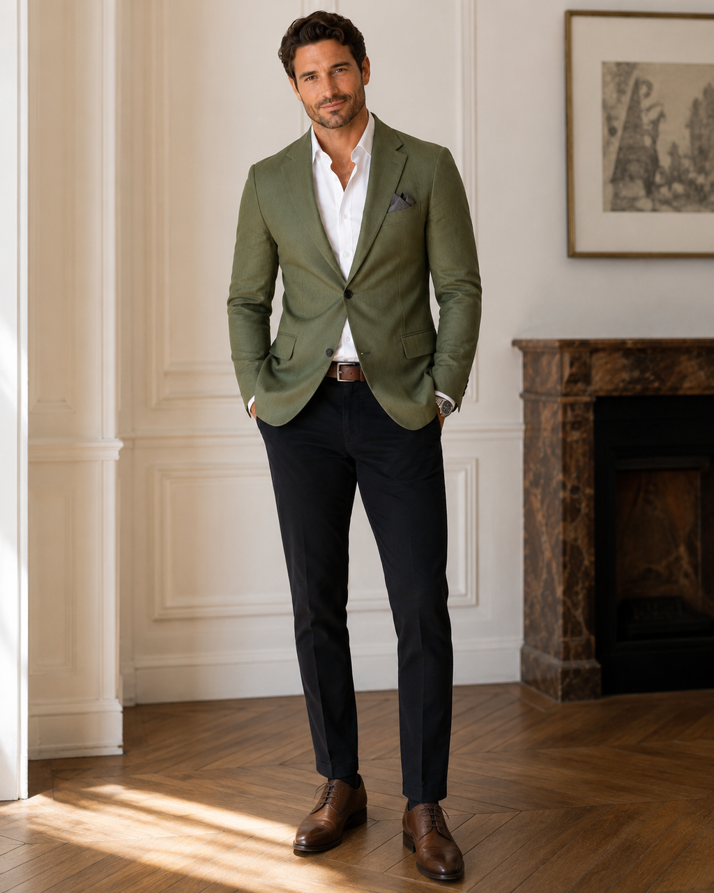 VELMONT™ Riviera Linen-Look Blazer – Slim-Fit Two-Button Men’s Jacket