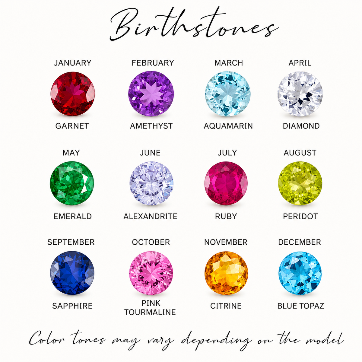 1-6 Birthstone Order Family Mother 925K Silver Dainty Ring
