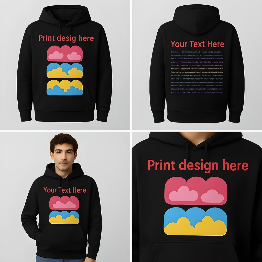 Men's Customizable Printed Long-Sleeved Hoodie