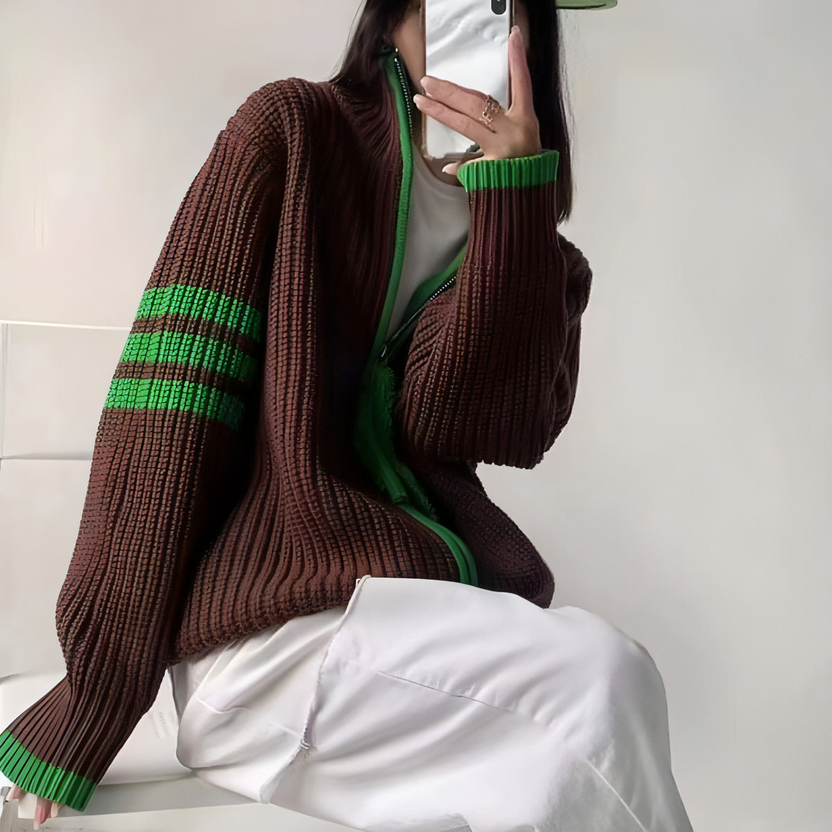 Zipped Stand Collar Sweater Coat Women - Edition 25