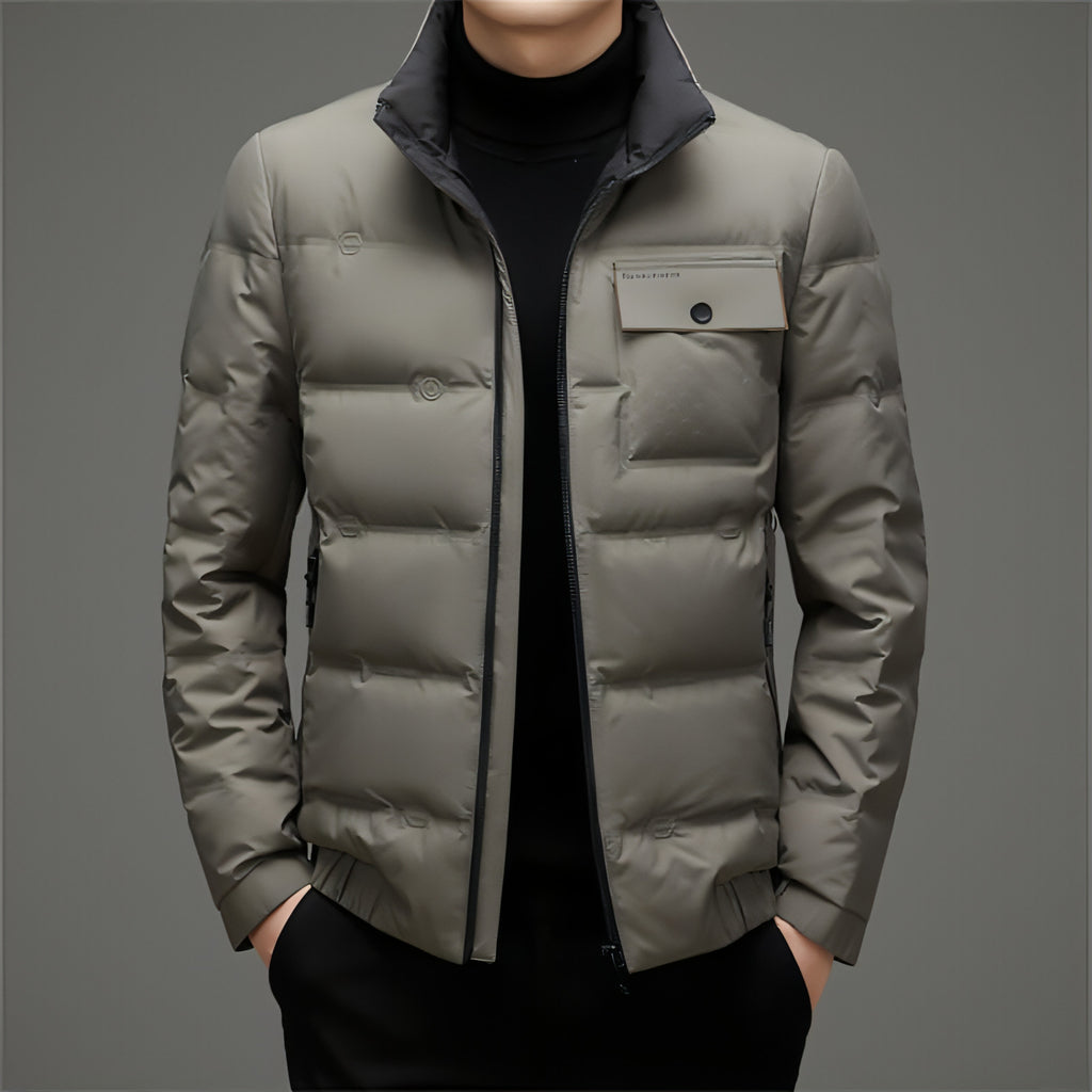 Men's Winter Stand Collar Short Thickened Warm Outdoor Down Jacket