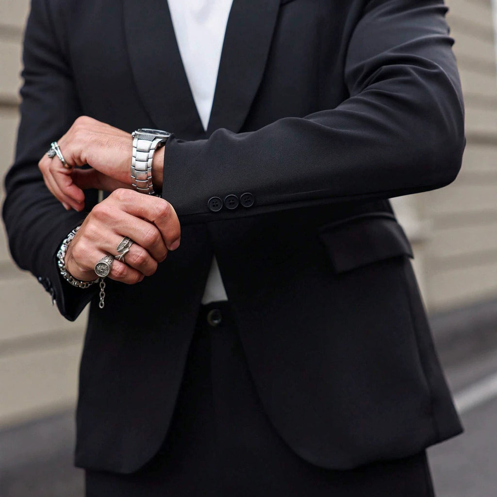 VELMONT™ Executive Black Slim Fit Suit – Premium Men's Business Formal Two-Piece Suit
