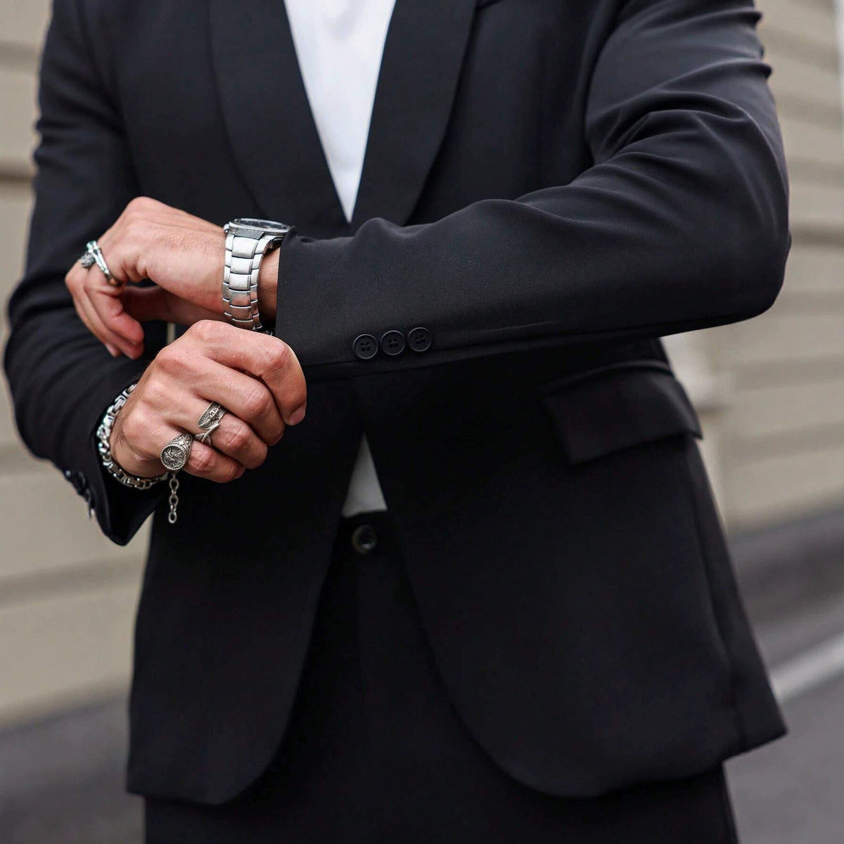VELMONT™ Executive Black Slim Fit Suit – Premium Men's Business Formal Two-Piece Suit