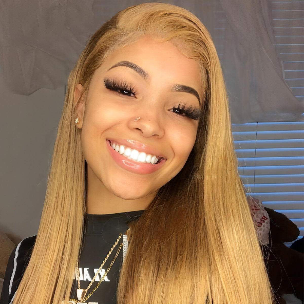 VelvetFlow - Lace Headband With Real Straight Hair