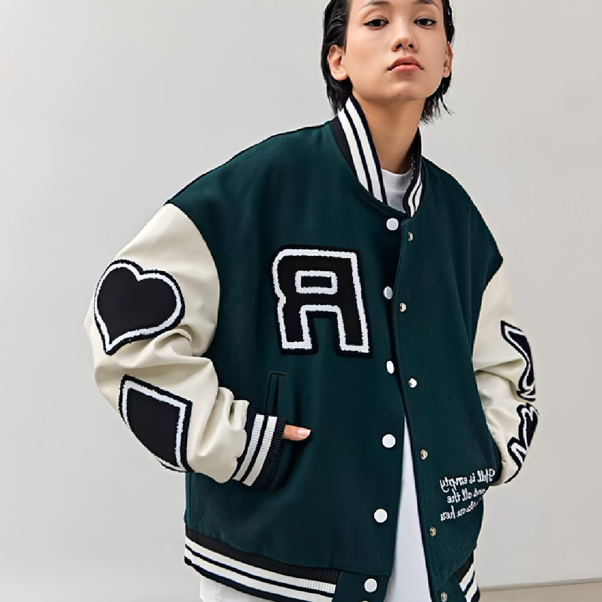 Baseballjacke mit Poker-Stickerei für Herren