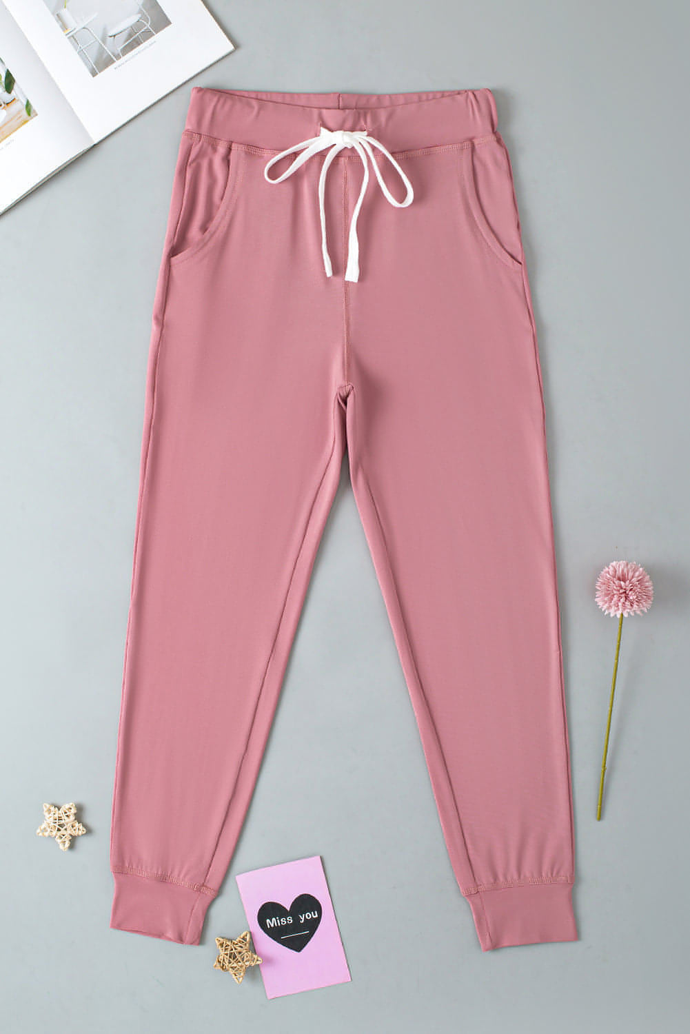 Fushia dragsko midja fickade joggar