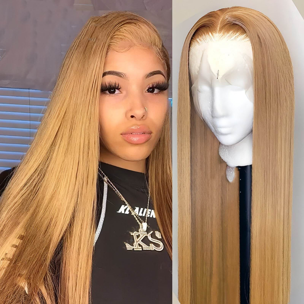VelvetFlow - Lace Headband With Real Straight Hair