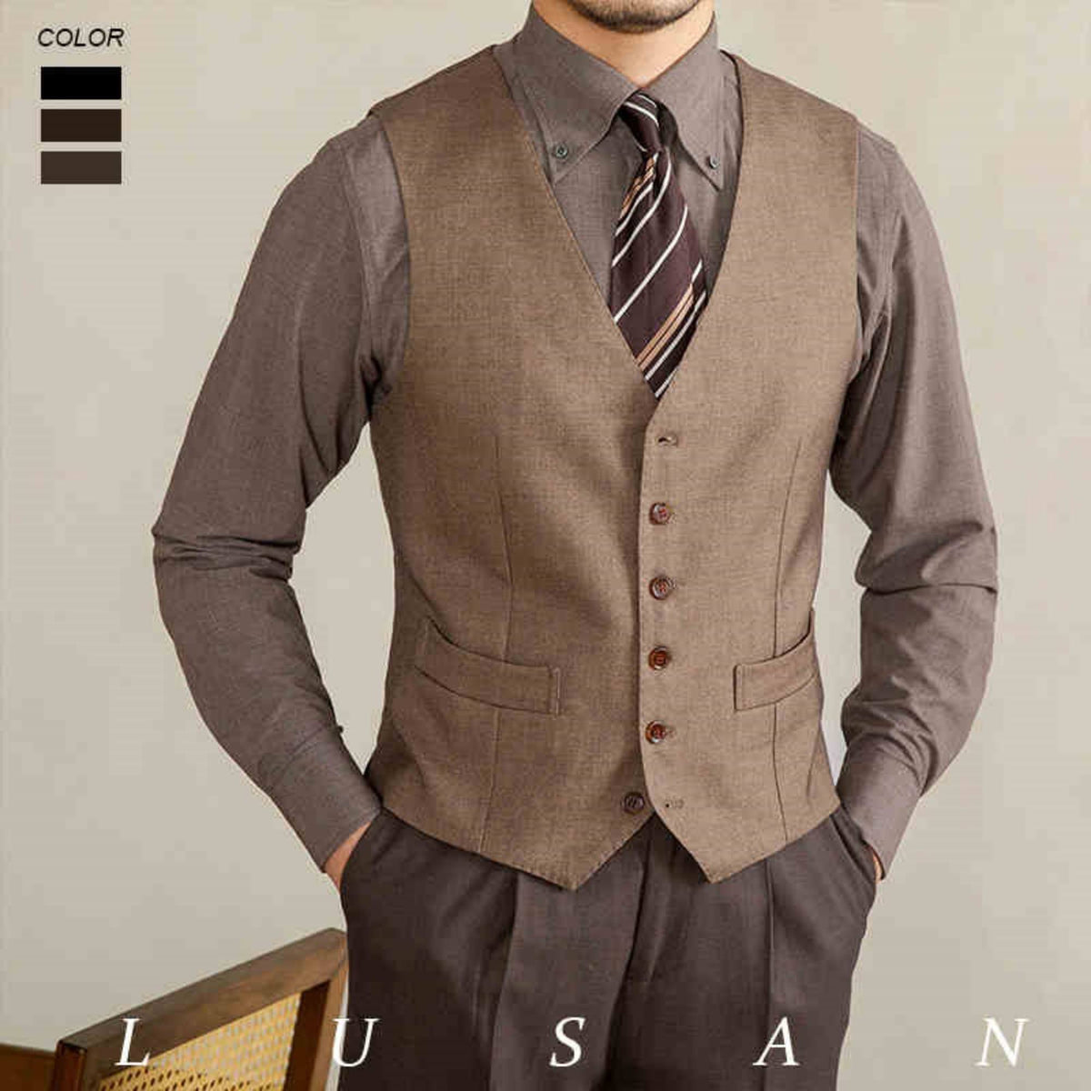 GentleForm™ – Retro Italian V-neck Suit Vest
