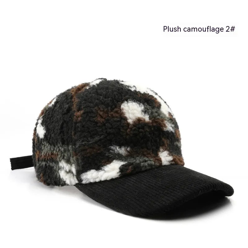 Assorted Colors Plush Camouflage Outdoor Keep Warm Baseball Cap