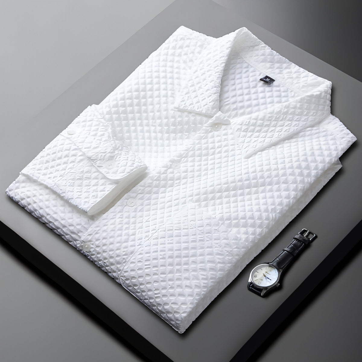 Camisa de vestir blanca de manga larga para hombre