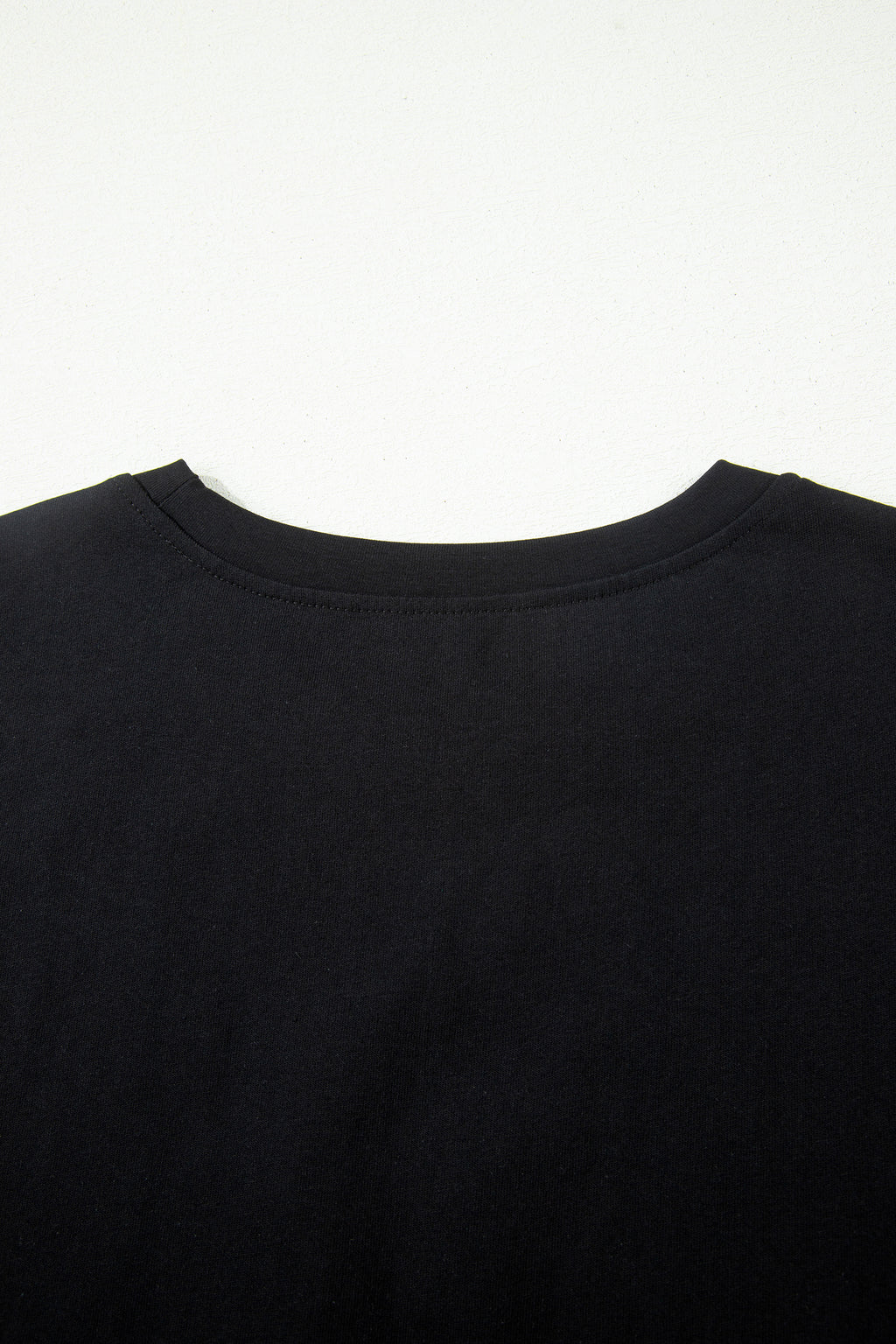 Black Leopard Bow Embroidered Cotton Round Neck T Shirt