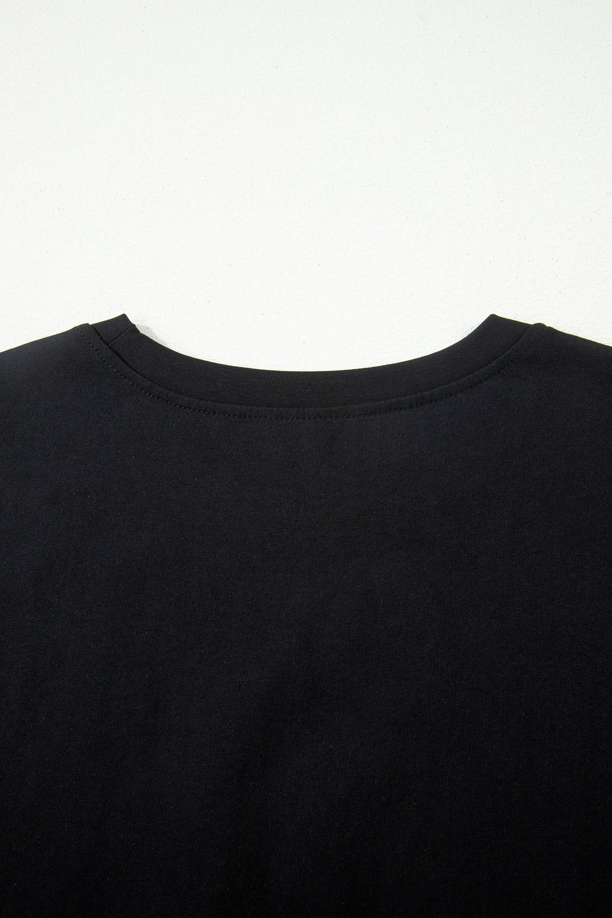 Black Leopard Bow Embroidered Cotton Round Neck T Shirt