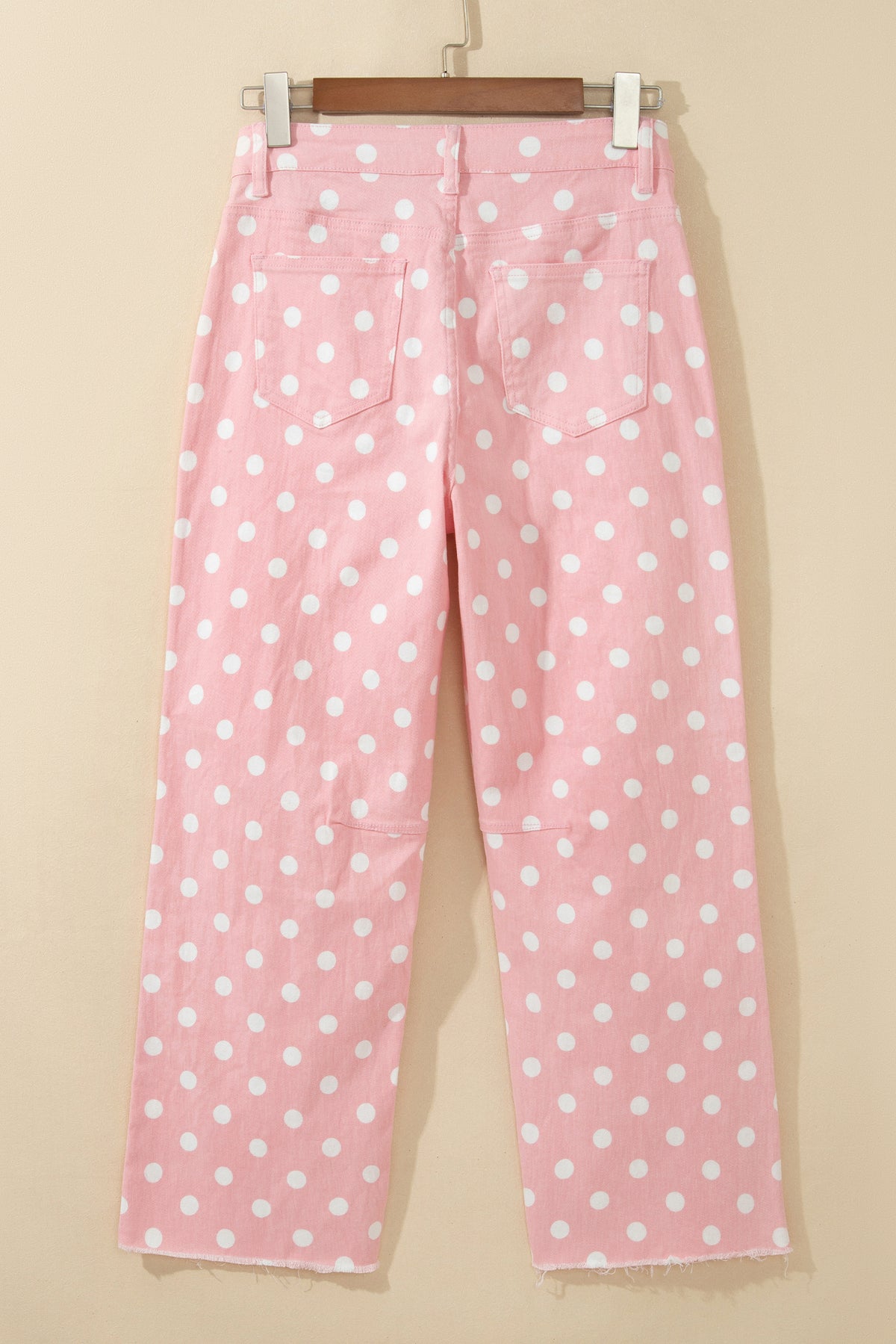 Pink Polka Dot Casual Slim Fit Jeans